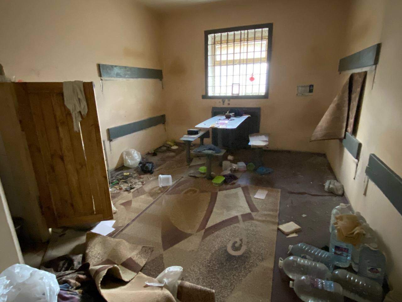 Cell at detention facility where Russian occupation forces tortured detainees.