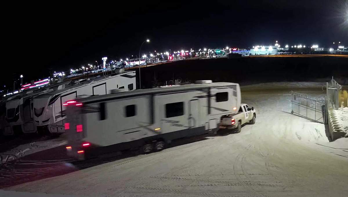 A 41-foot Forest River Cedar Creek brand fifth-wheel trailer stolen from Vision RV in Atcheson, Alta. on Sunday, Dec. 4, 2022.