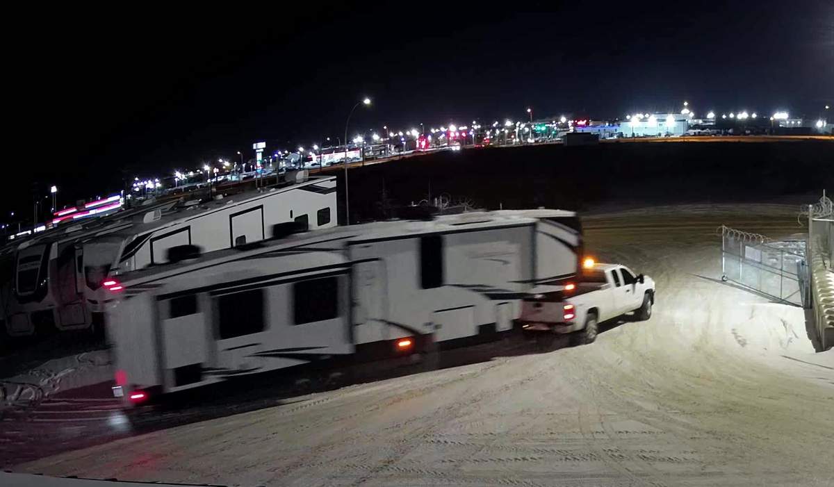 A 43-foot Forest River Cardinal fifth-wheel trailer stolen from Vision RV in Atcheson, Alta. on Sunday, Dec. 4, 2022.