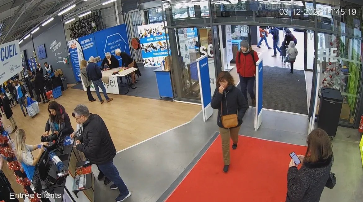 Last known image of Ken DeLand, 22, entering a store in Montélimar, France.