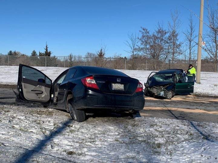The scene of the crash in the Kipling and Steeles area on Tuesday.