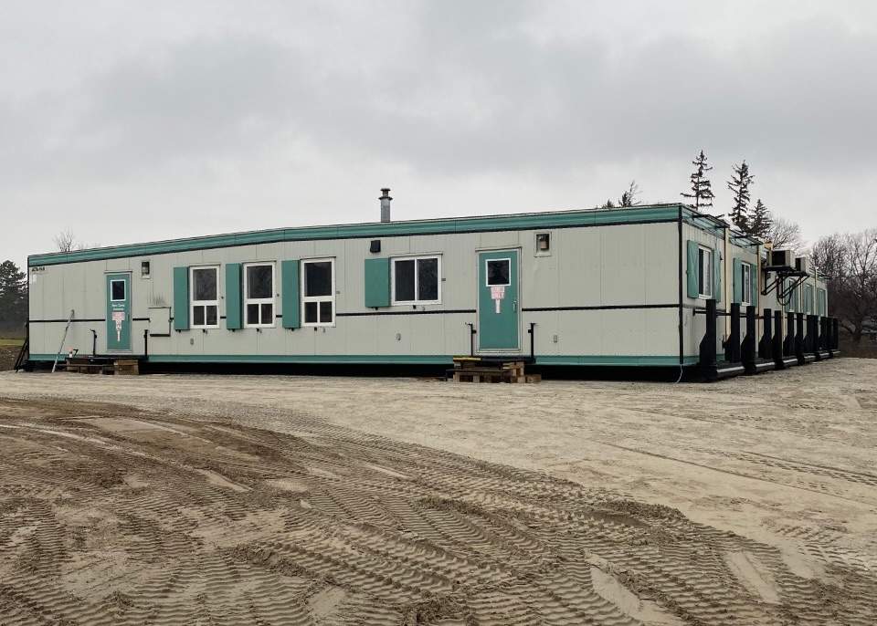 Temporary homeless shelter in Barrie, Ont., December 2022.
