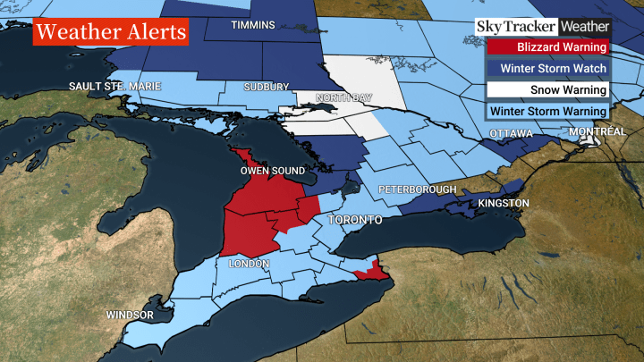 ‘Crippling blizzard’ expected in parts of southern Ontario, with other alerts issued elsewhere - image