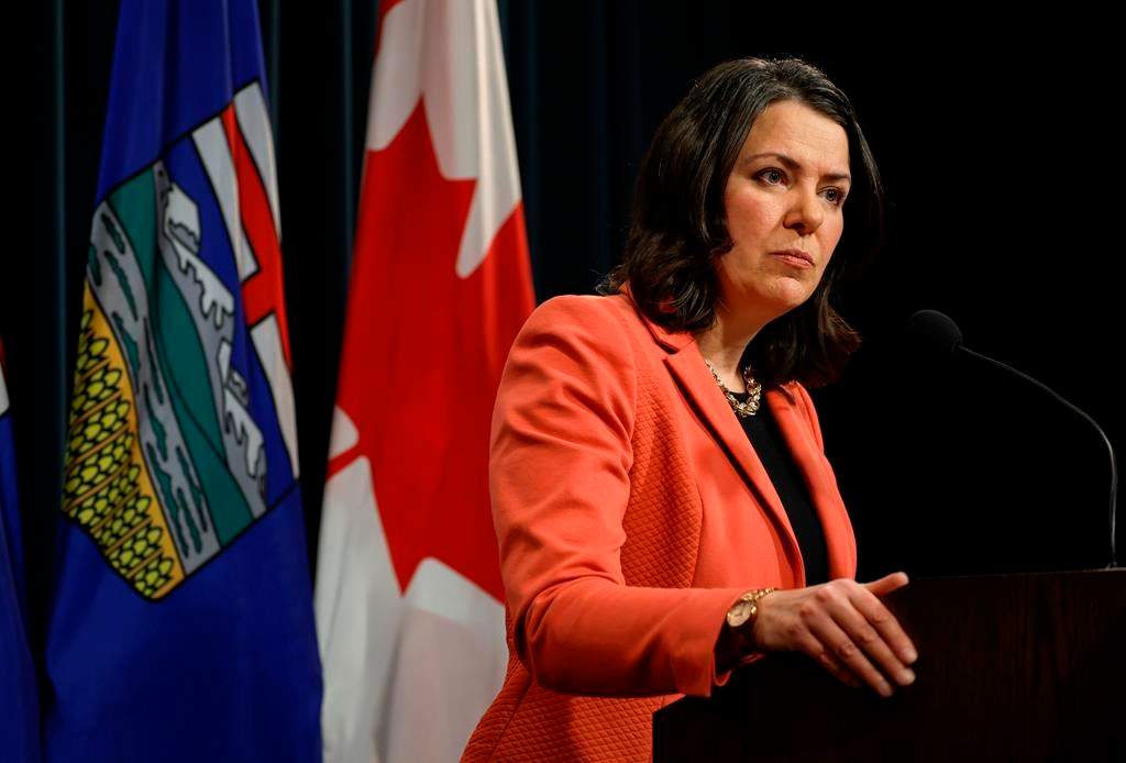Alberta Premier Danielle Smith gives a government update in Calgary, Tuesday, Jan. 10, 2023. THE CANADIAN PRESS/Jeff McIntosh.