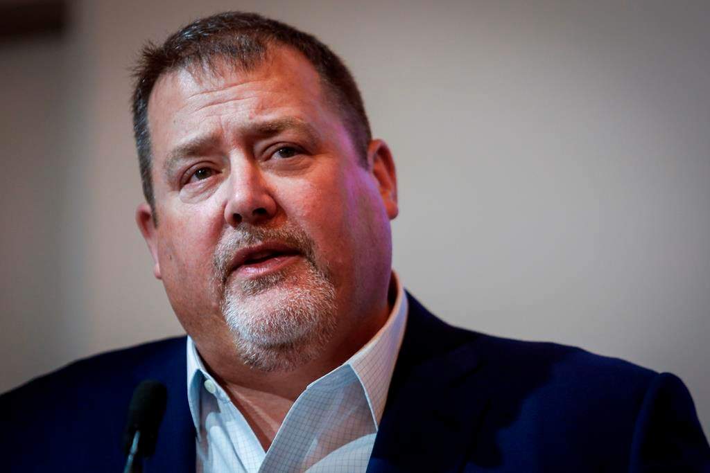 Cenovus CEO Alex Pourbaix announces a multi-year initiative focused on Indigenous communities near the company's oil sands operations in northern Alberta, at a news conference in Calgary, Alta., Thursday, Jan. 30, 2020. The CEO of one of the biggest oilsands companies in Alberta says transitioning its workforce for a net-zero emissions workforce isn't about cutting jobs but creating them. 