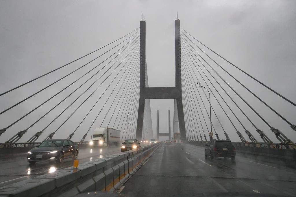 The Alex Fraser Bridge is seen in Delta, B.C., on Thursday Dec.12, 2019.