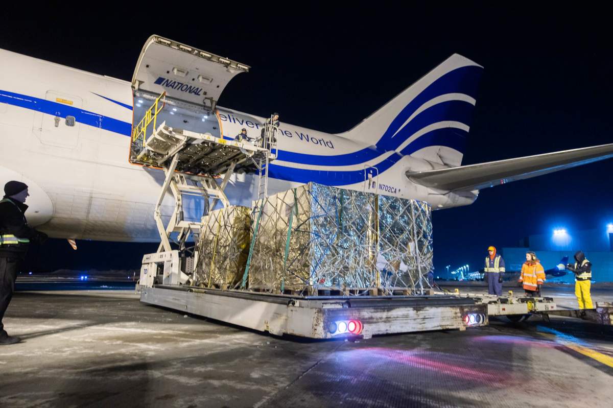 Alberta’s first shipment of children’s liquid acetaminophen arrived at the Edmonton International Airport on January 18, 2023.