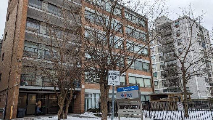 The apartment building at 77 Spencer Ave. in Toronto has 56 units and is owned by Akelius Canada.