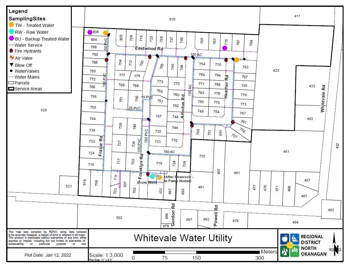 A map showing the affected neighbourhood, located just south of Lumby in the North Okanagan.