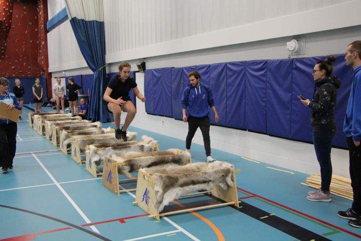 Brooklyn Wills participates in the sledge jump discipline at the Team Alberta North Arctic sports trials in Slave Lake, Alta., Nov. 26, 2022. The Arctic Winter Games are a family affair for siblings Brooklyn and Jordan Wills of Team Alberta North. Mother Ashleigh is a team mission staff member and father Cory previously competed and coached at the Games.
