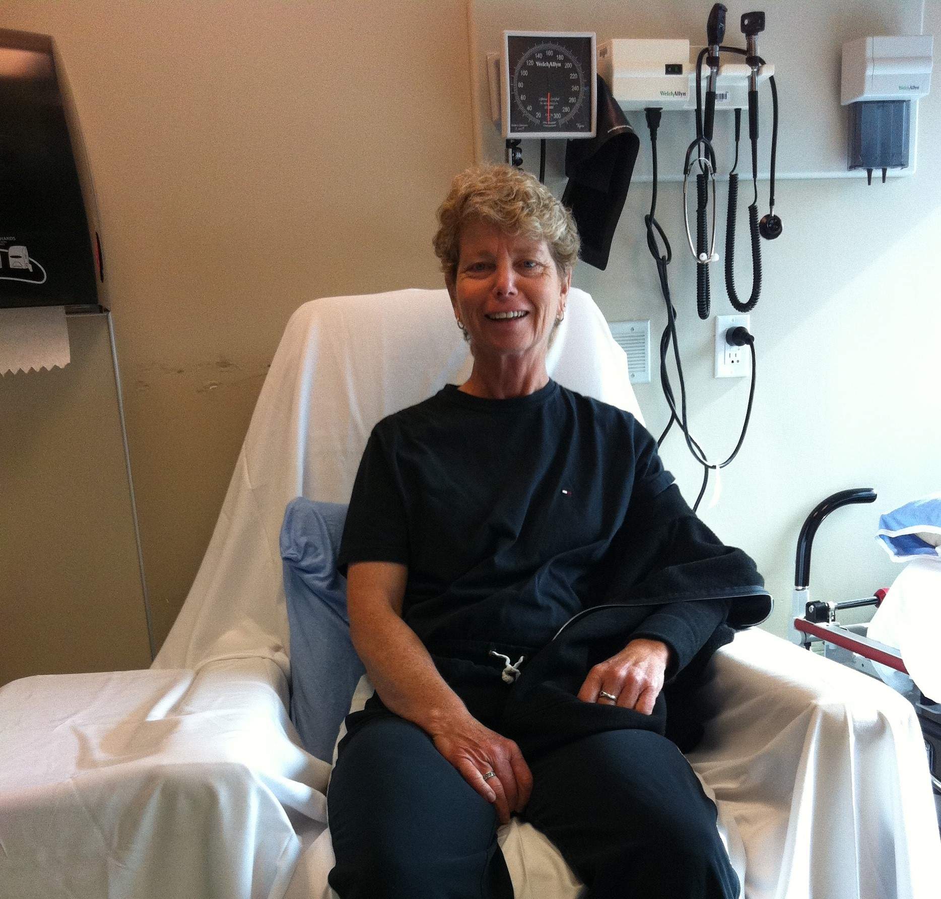 Cathy Burton, 61, in hospital for kidney dialysis.