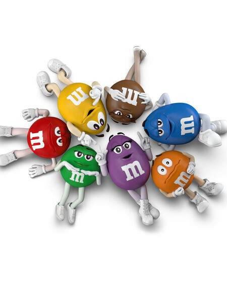 The M&M's characters in a circle.