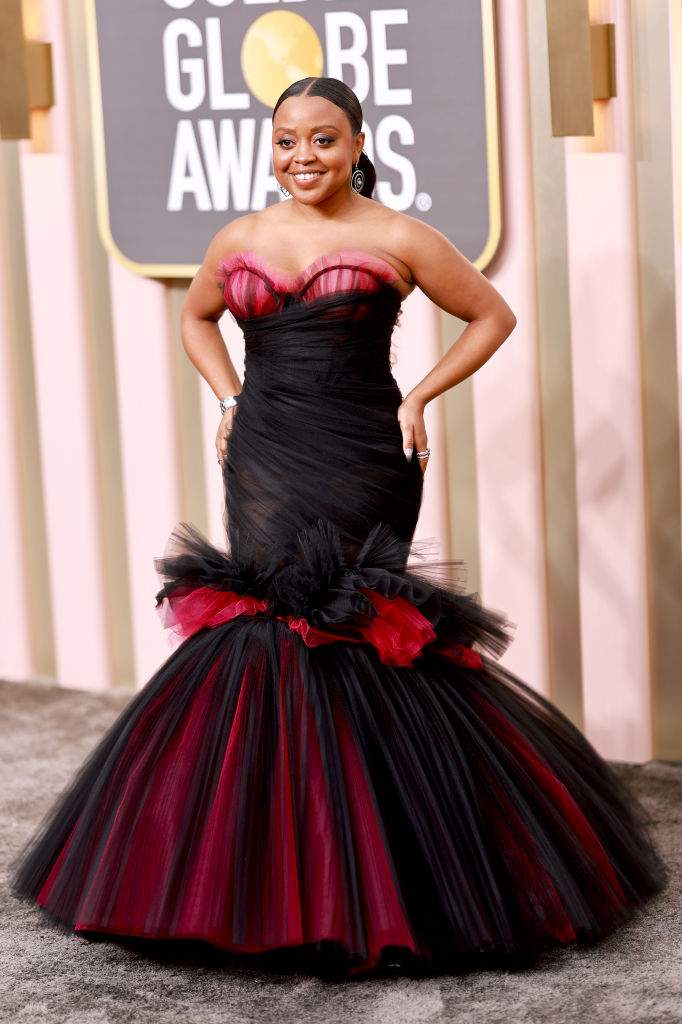 Quinta Brunson attends the 80th Annual Golden Globe Awards at The Beverly Hilton on January 10, 2023 in Beverly Hills, California.