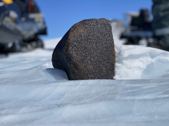 The 8-kilogram (17-pound) meteorite.