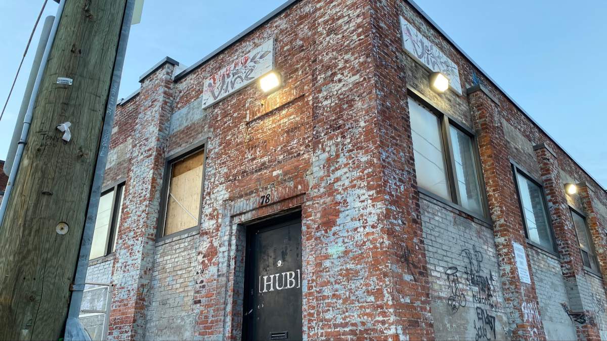 A stock photo of the Hub Hamilton on 78 Vine Street at Park Street North. 