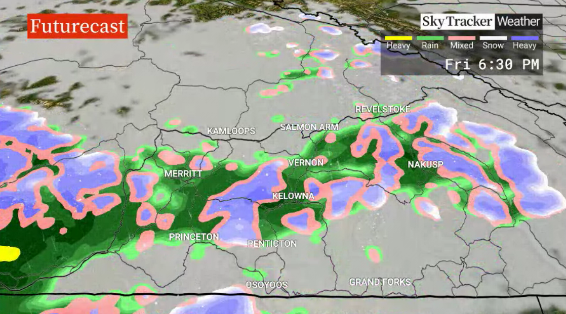 More showers push through the Okanagan on Friday.