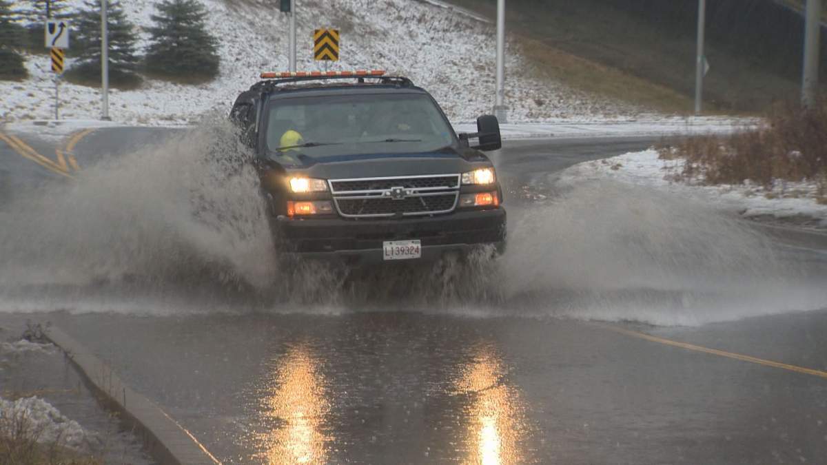 In Saint John, police reported localized flooding on various streets.