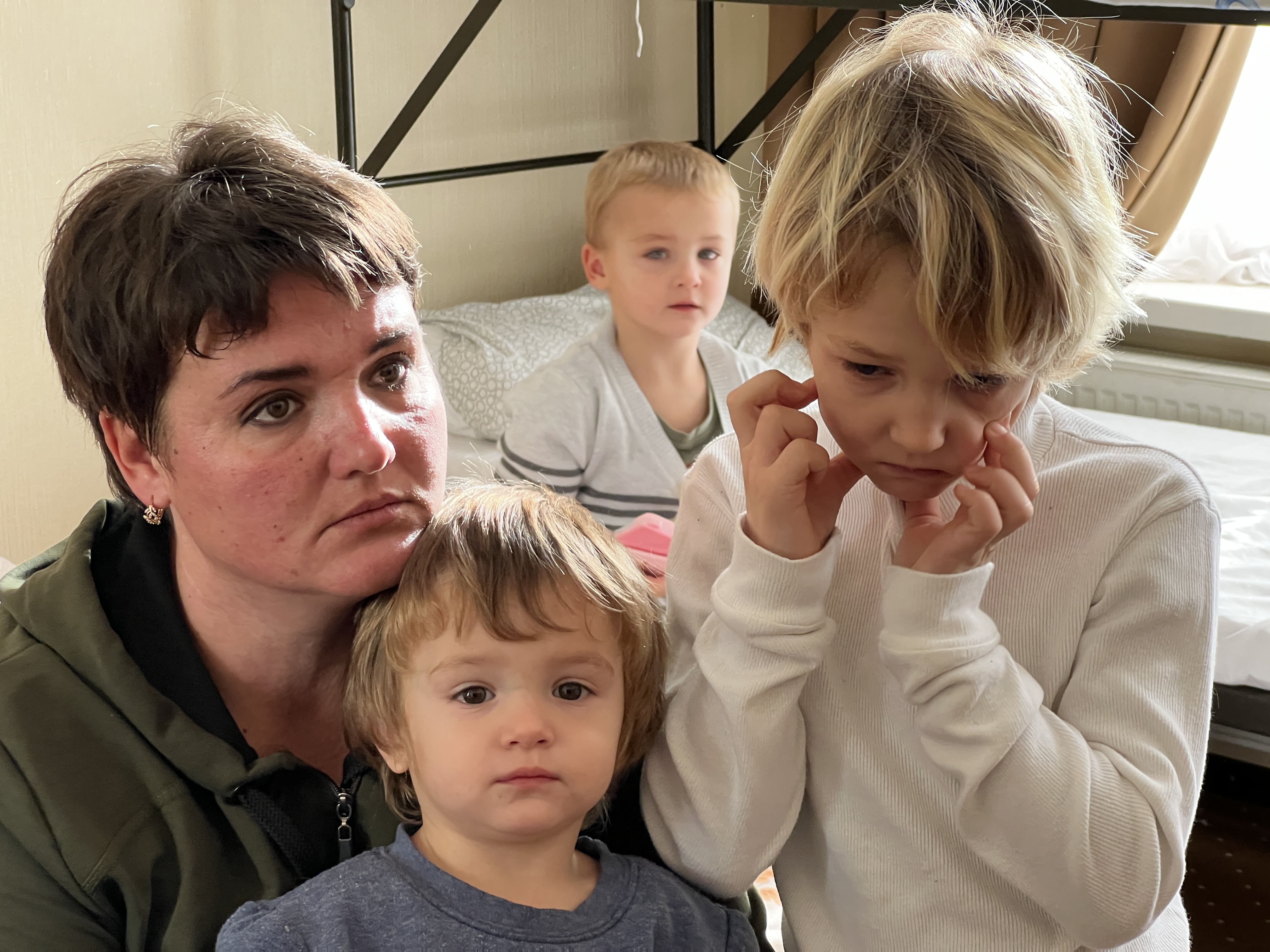 Nina Patsukah, left, fled to Odesa with her children in January after a Russian rocket struck outside her apartment.