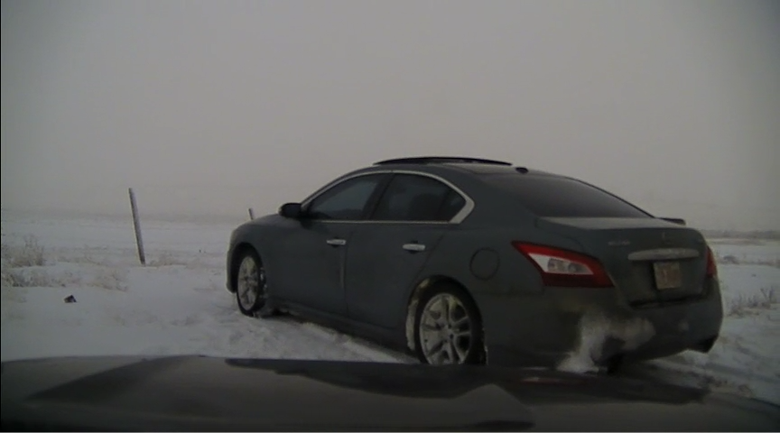 An image of the suspicious vehicle Strathmore RCMP encountered on Dec. 29, 2022.
