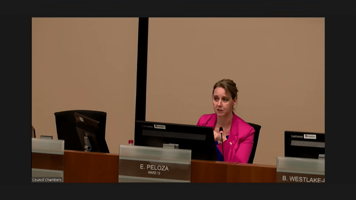 London City councilor Elizabeth Peloza sits in the chairperson position in city hall.