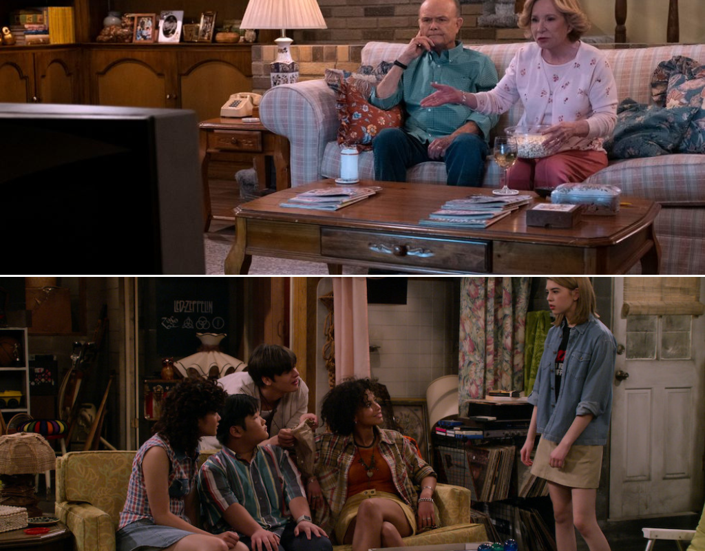 The Formans have moved their old sofa to the basement and picked up some era-appropriate couches for the living room.