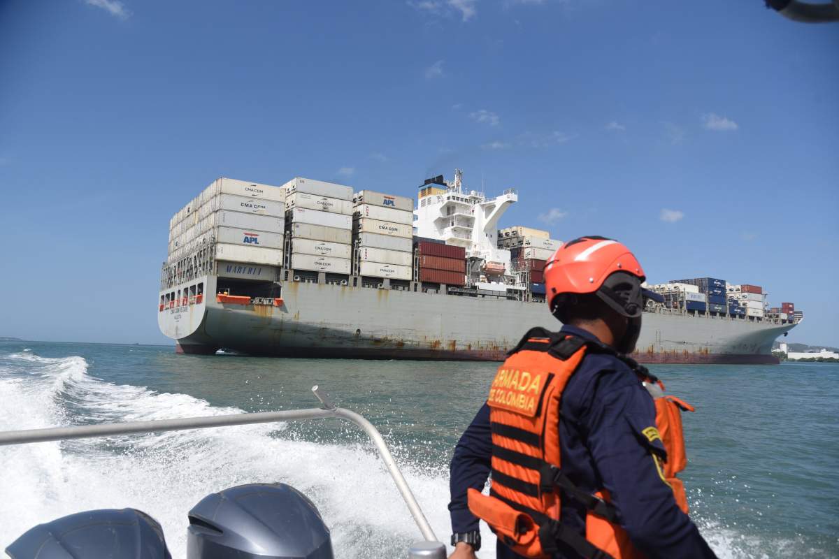 Image of the merchant ship Voltaire, which assisted in the rescue of Elvis Francois, 47, off the northwest coast of Colombia.