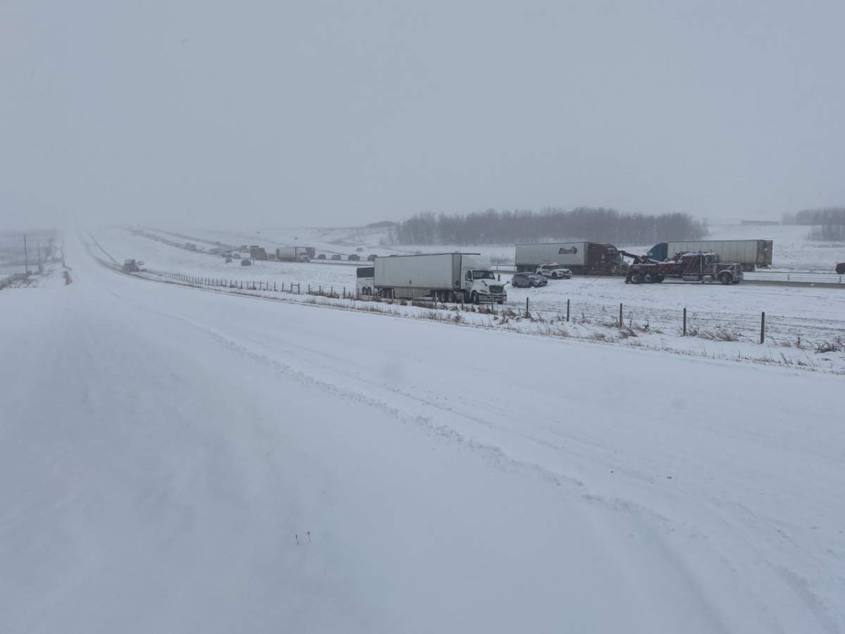 Airdrie Rural RCMP closed the northbound lanes on Highway 2 just outside Carstairs, Alta., after a serious multi-vehicle collision on Thursday morning.