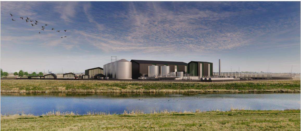 A rendering of a proposed energy park in Calgary, looking east from Stoney Trail S.E.