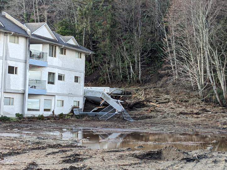 The site of a mudslide in Campbell River Tuesday, Jan. 17.