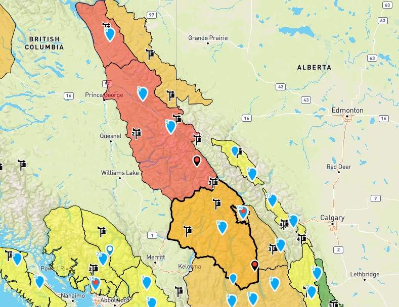 Avalanche Canada has said there are several concerning levels of snow in the area.