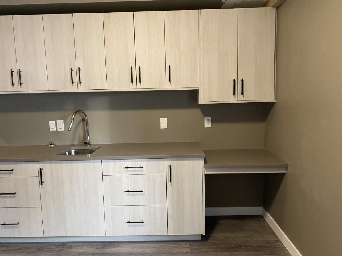 A kitchen prep space within the Bridge Healing Transitional Accommodation Program offered by the Jasper Place Wellness Centre and AHS.