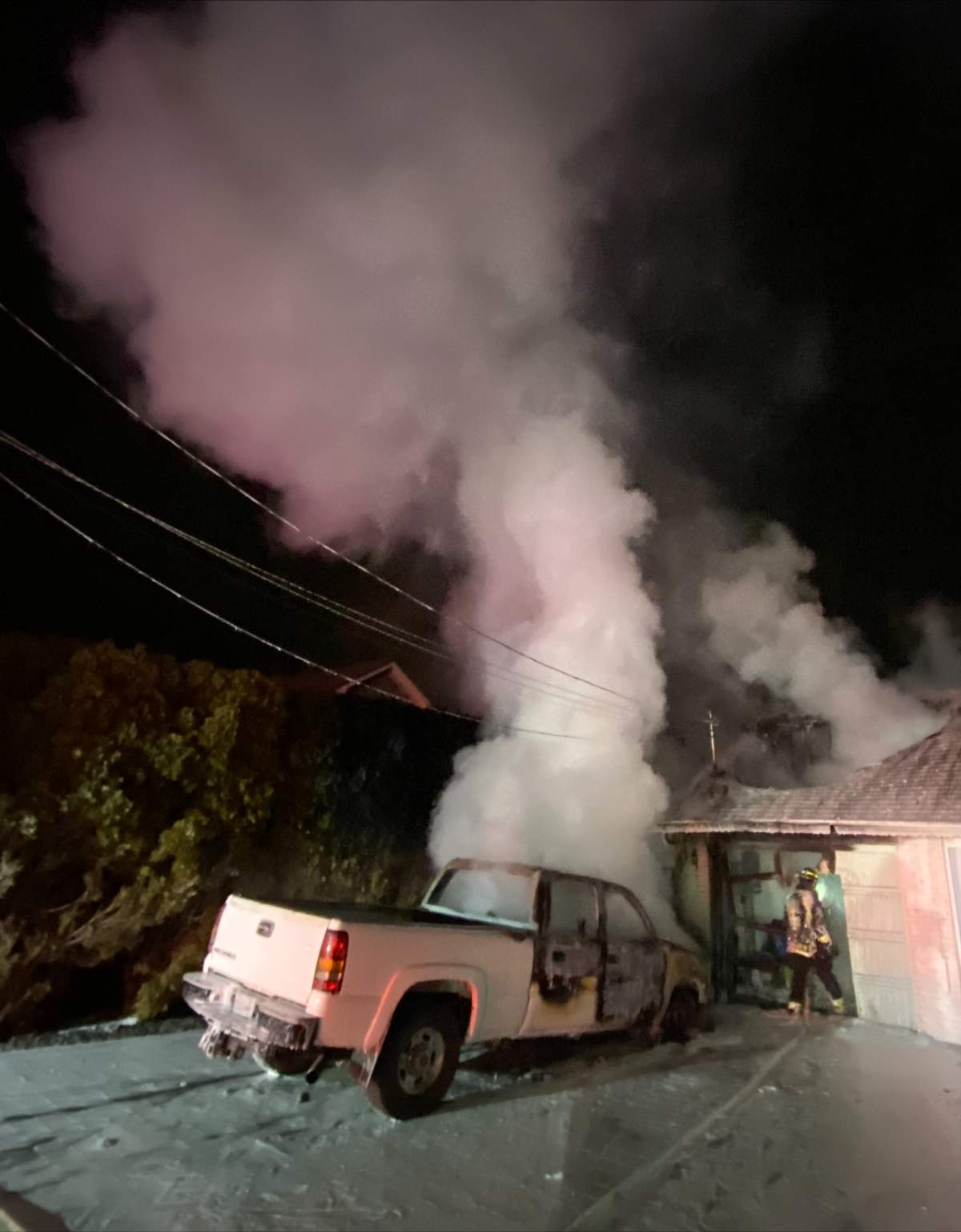 A vehicle fire spread to a garage in West Kelowna.