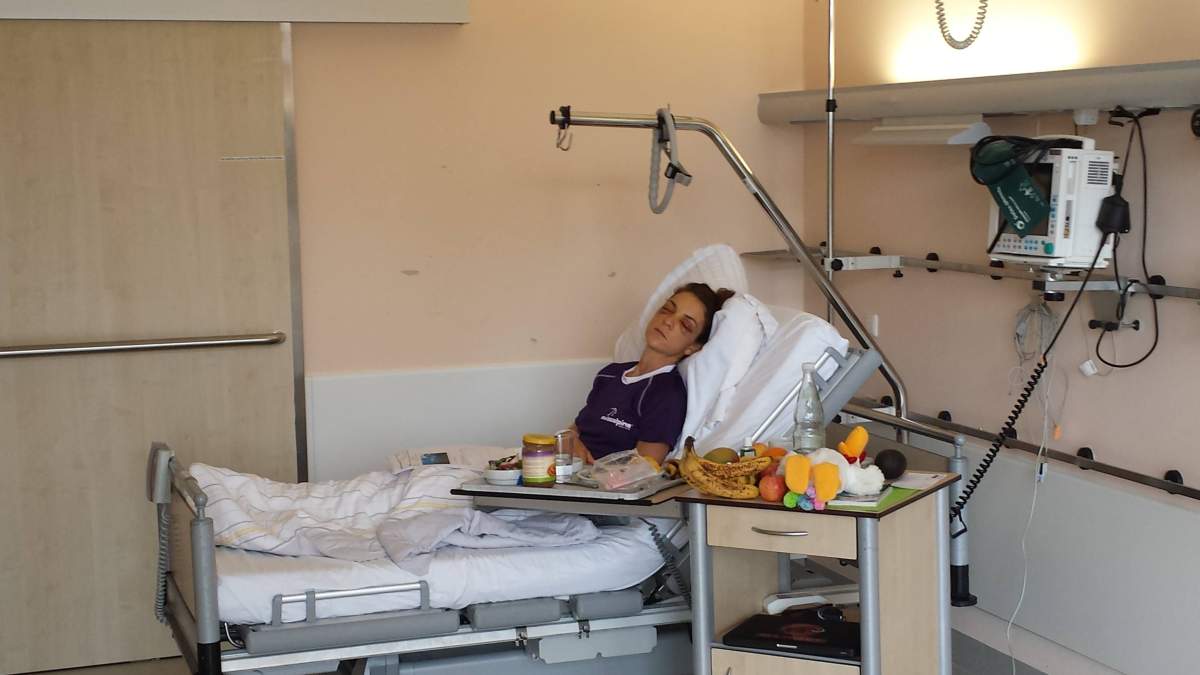 Jill Wheatley in hospital after suffering a traumatic brain injury.