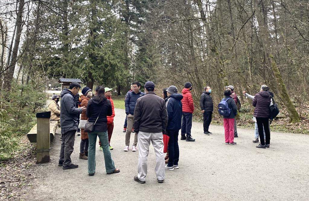 Burnaby's Central Park in Burnaby, B.C., is transformed into a matchmaking corner on weekends, where Chinese-speaking parents gather to find a mate for their single children, as seen here on Feb. 11, 2023. THE CANADIAN PRESS/Nono Shen.