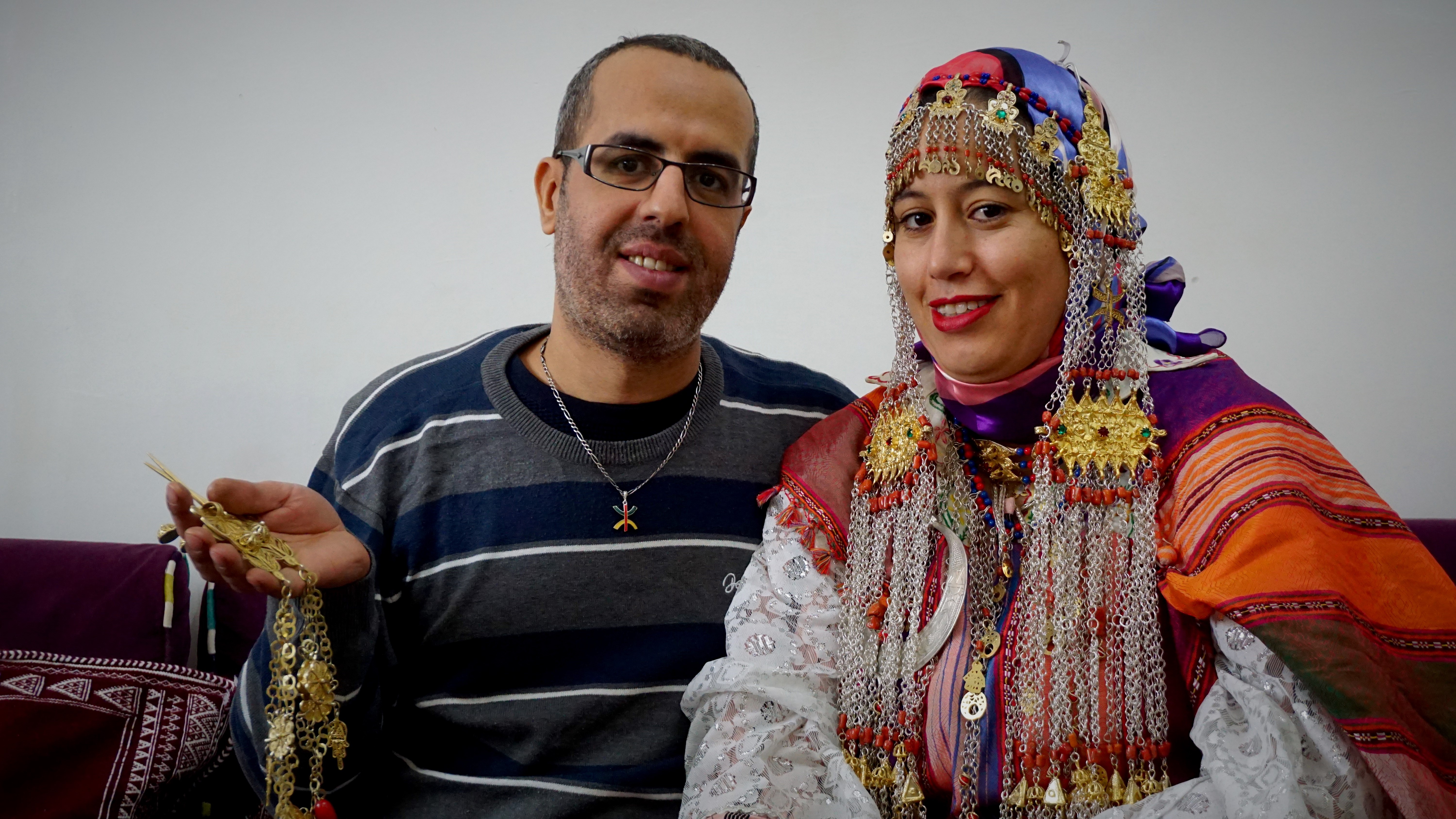 Ali Ben Talouba and Imen Bousetta are Amazigh activists in the Tunisian capital of Tunis. Ben Talouba is a traditional jewellery, whose pieces are seen here on Bousetta on Sat. Feb. 11, 2023.
