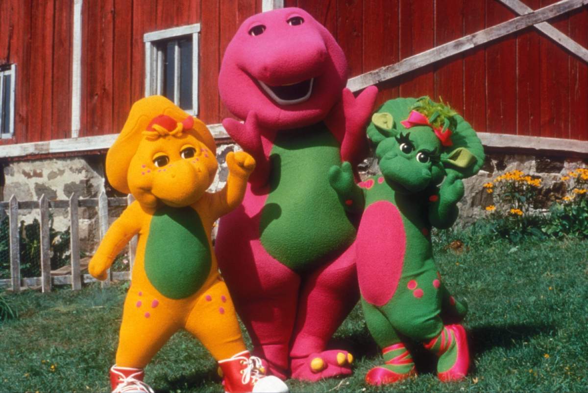 Barney, BJ the protoceratops and Baby Bop the green triceratops.