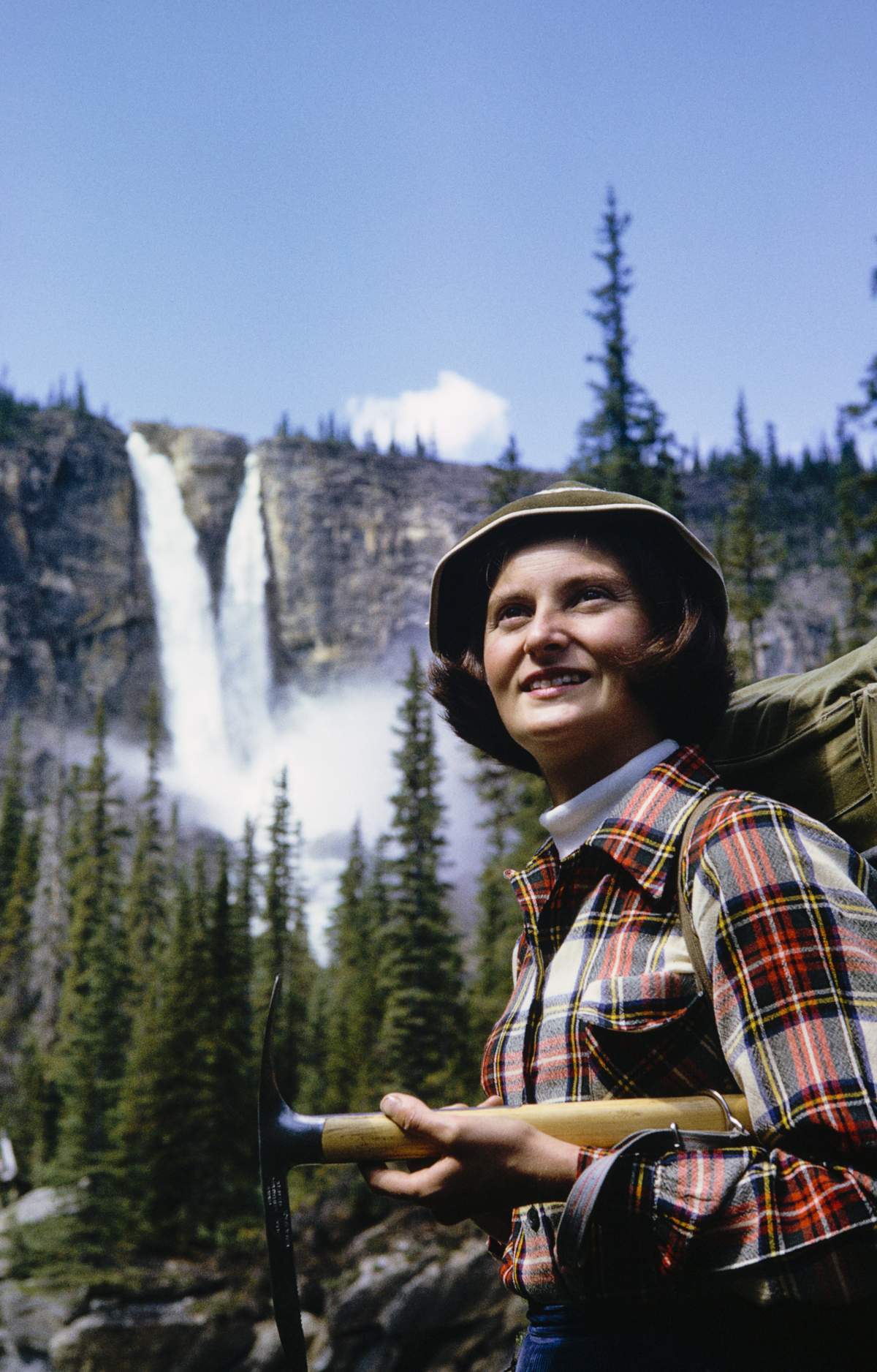 Fran Drummond is pictured near Twin Falls at Yoho National Park decades ago.