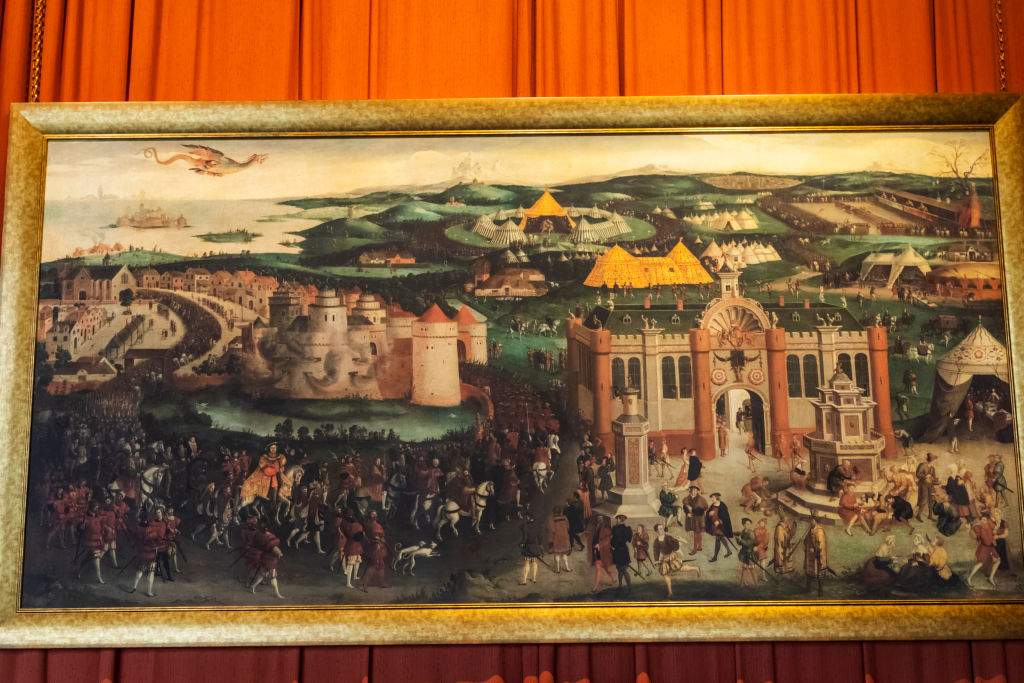 Painting of The Field of Cloth of Gold showing The Summit Meeting Between Henry VIII and Francis I of France in Ballinghem, France.