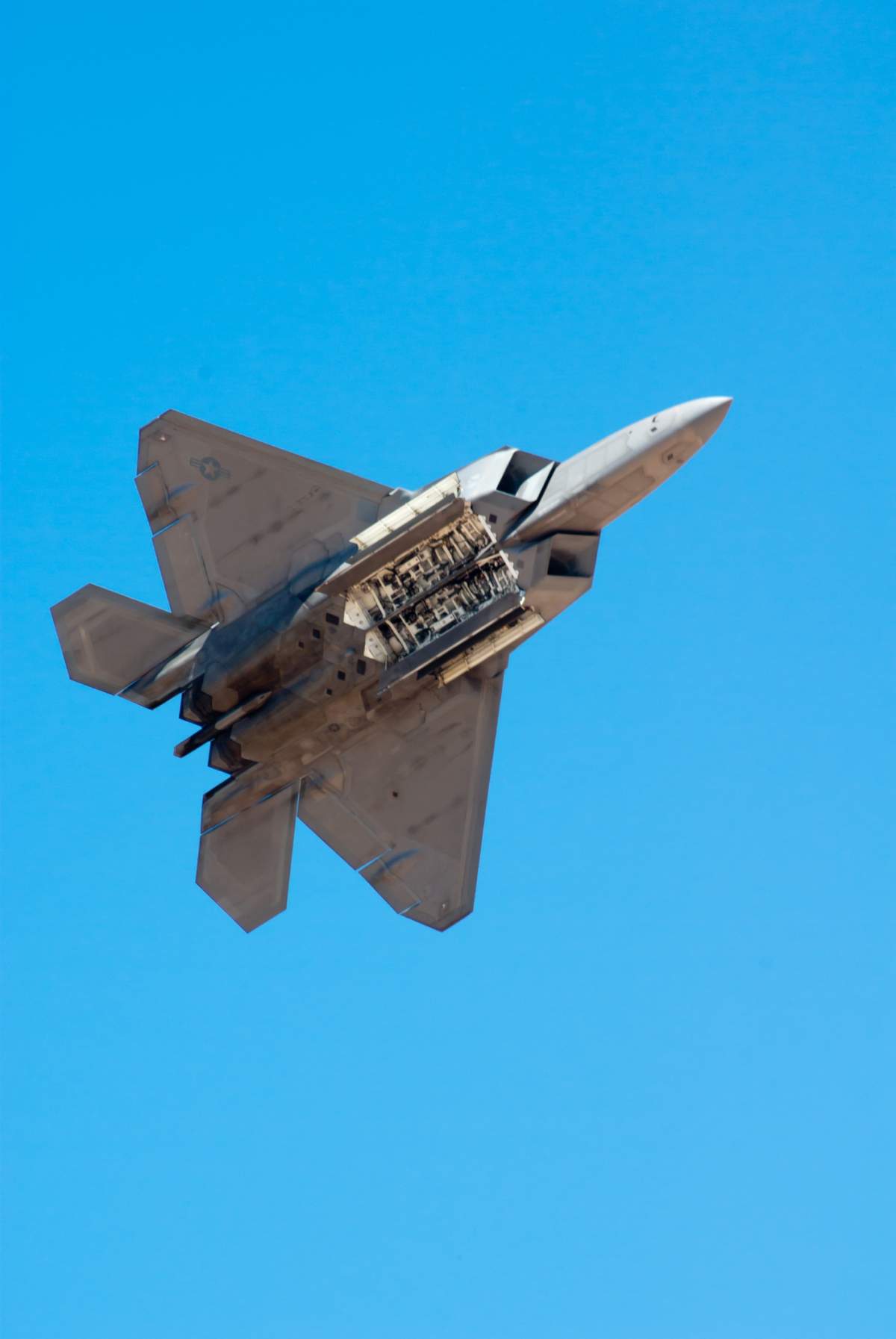 Stock photo of a Lockheed Martin F-22 jet.