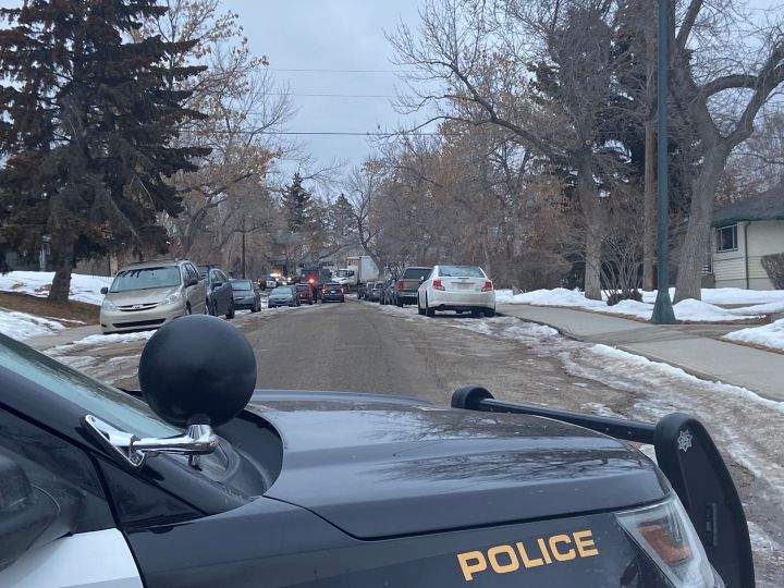 A police scene on Hendon Drive N.W. in Calgary on Feb. 8, 2023.