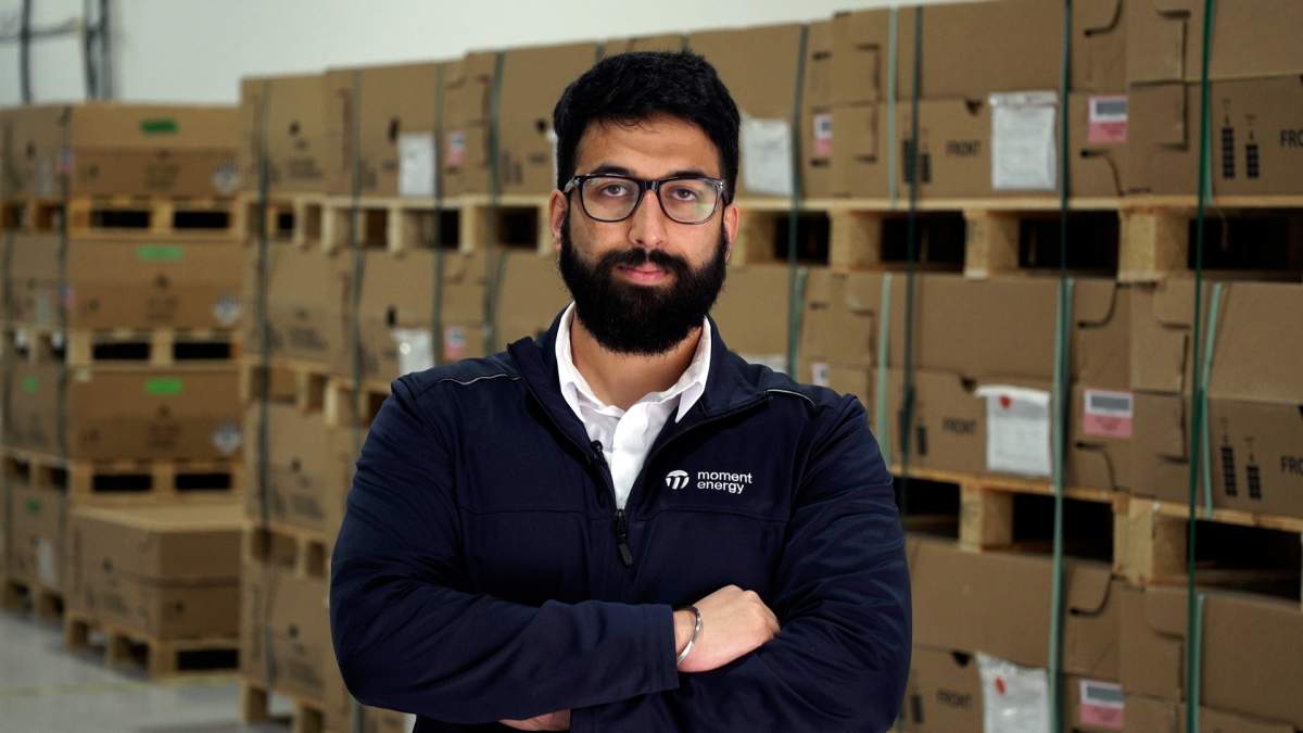 Moment Energy co-founder Gurmesh Sidhu at their new Port Coquitlam, B.C. facility.