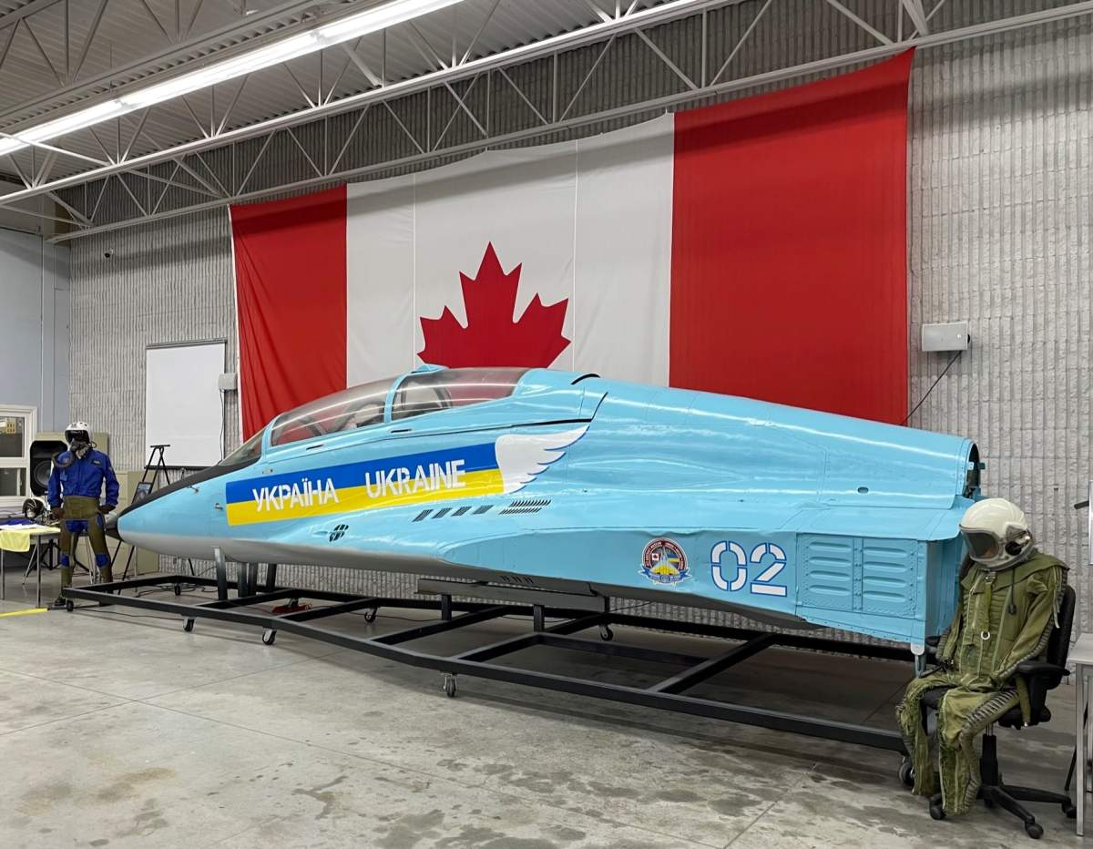 A restored MiG-29 with the colours of the Ukrainian Air Force Demonstration Team when they visited Canada in 1992 is on display at the Jet Aircraft Museum in London.