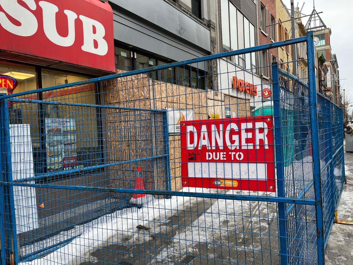 Fencing surrounds the upcoming office at 183 Dundas St. for the London Police Service's Community Foot Patrol Unit.