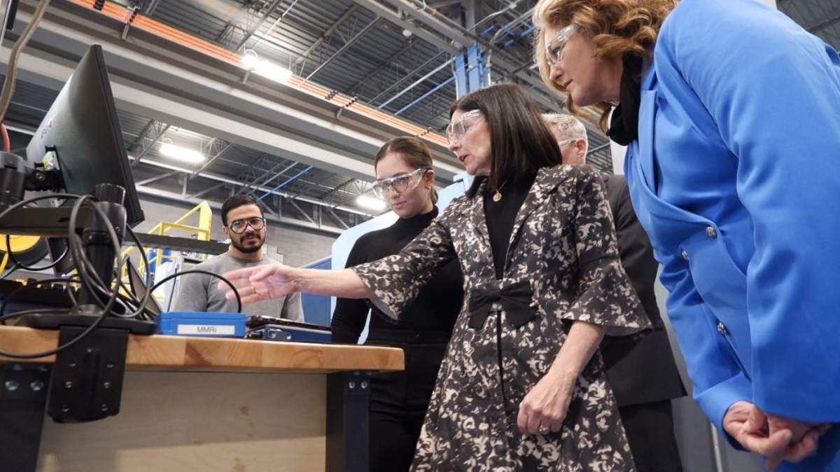 Federal economic development minister Filomena Tassi at McMaster University on Feb 27, 2023, amid a multi-million dollar funding announcement targeting an aerospace training program.