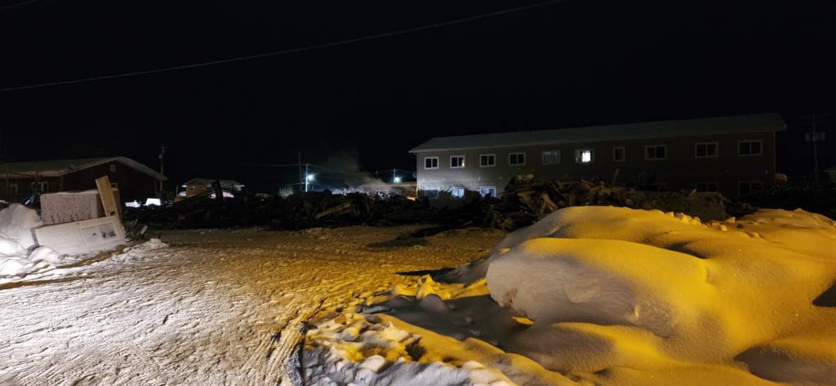 York Factory First Nation volunteer firefighter Corinne Chapman says she was part of a crew that fought the fire for two days over the weekend. The apartment complex has since been demolished.