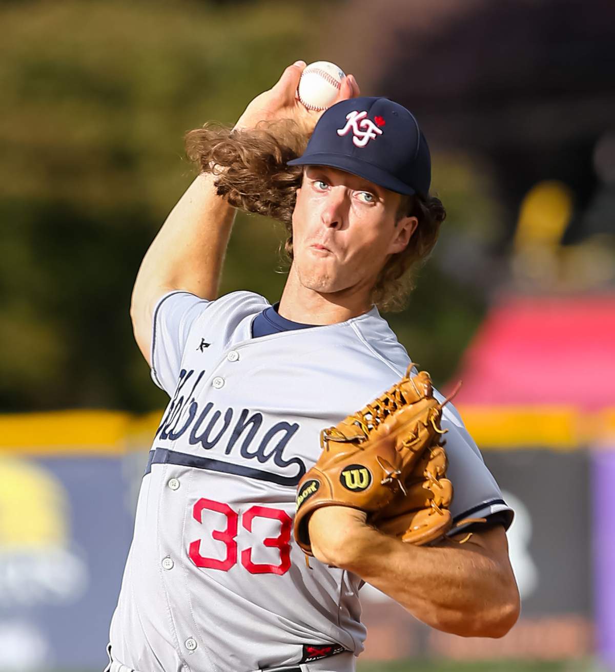 Trevor Brigden, seen here pitching for the Kelowna Falcons in 2018, will play for Team Canada at next month's World Baseball Classic.