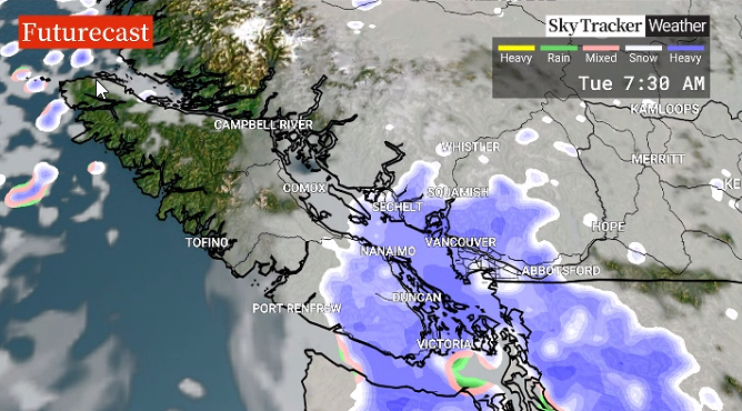 Potential for falling snow during Tuesday morning commute,