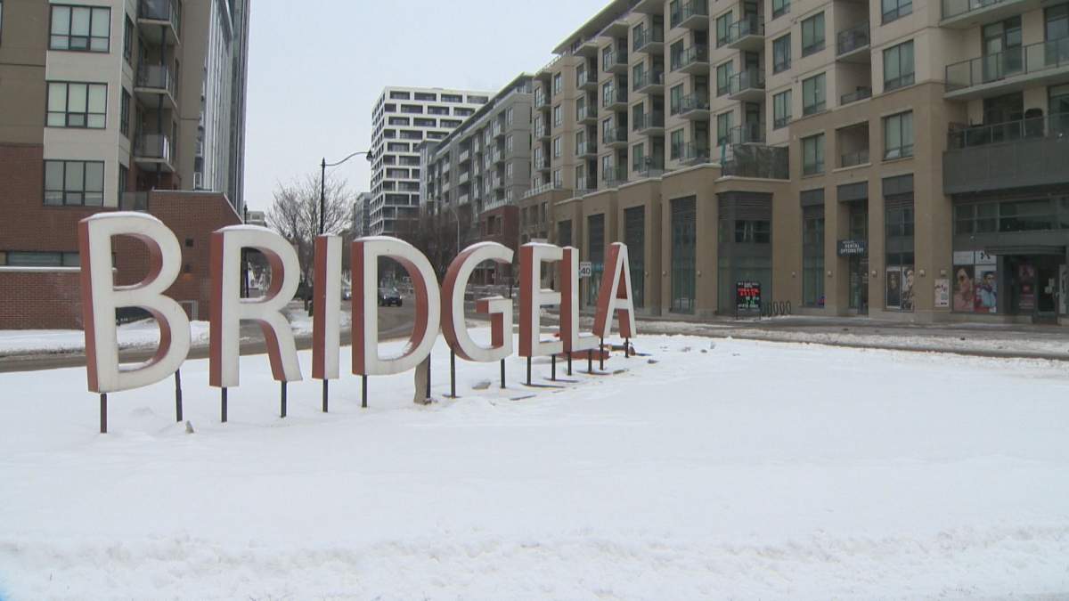 The sign, in the northeast community of Bridgeland, has taken a couple hits over the last year which has resulted in two missing letters.