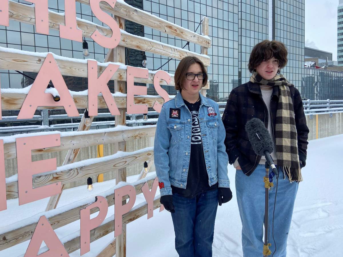 James and Joseph — who Global News has chosen not to identify them by their real names for safety reasons — said they were subject to hate-fueled speech following a counter protest over LGBTQ rights at the Canyon Meadows pool on Feb. 12, 2023.