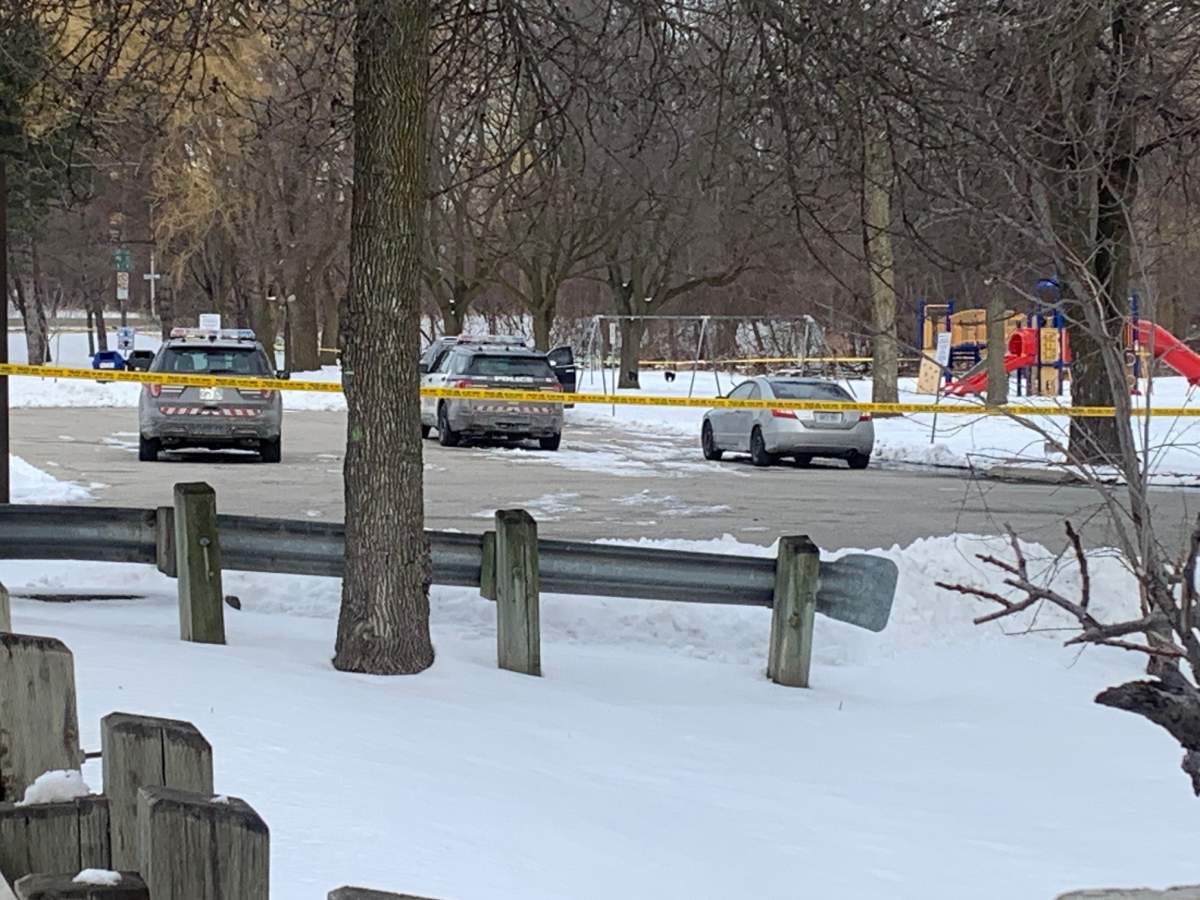 Police tape off scene following an officer-involved shooting near Black Creek Drive in Toronto on Feb. 27, 2023.